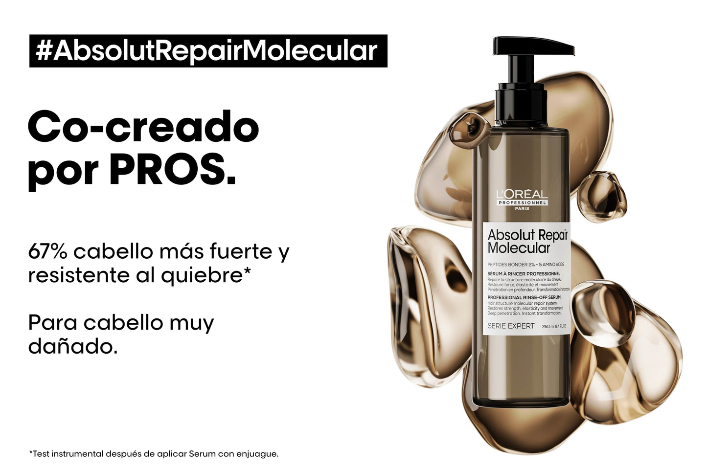 Serum con enjuage Reparación Molecular Profunda Cabello Dañado Absolut Repair Molecular 250ml LOreal Professional