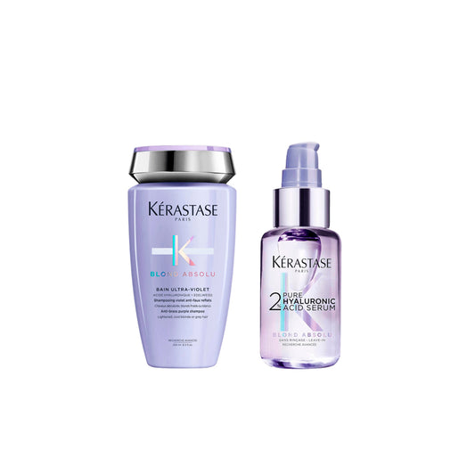 Kérastase:  Shampoo Bain, Hyaluronic acid serum,  BLOND ABSOLU