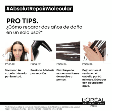 Serum con enjuage Reparación Molecular Profunda Cabello Dañado Absolut Repair Molecular 250ml LOreal Professional