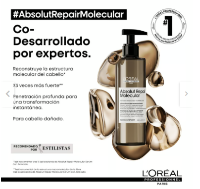 Serum con enjuage Reparación Molecular Profunda Cabello Dañado Absolut Repair Molecular 250ml LOreal Professional