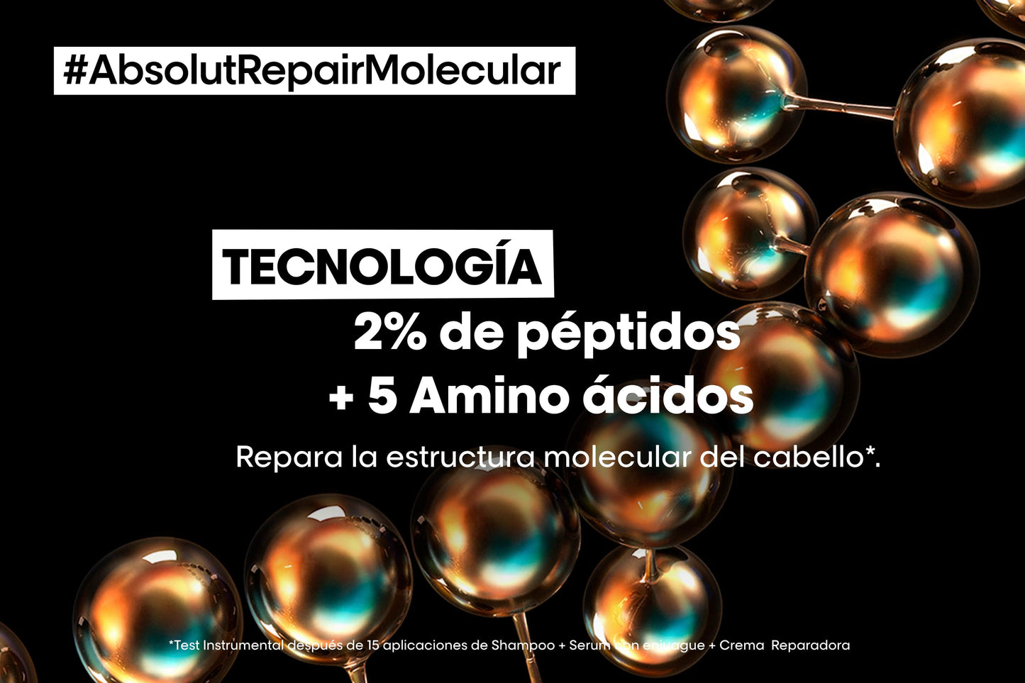 Shampoo Sin Sulfatos Reparacion Molecular Profunda Cabello Dañado Absolut Repair Molecular 300ml LOreal Professional