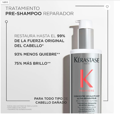 PACK SHAMPOO BAIN REPARADOR DESCALCIFICANTE CABELLO DAÑADO PREMIERE 250ml + TRATAMIENTO CONCENTRADO DESCALCIFICANTE ULTRA-REPARADOR CABELLO DAÑADO PREMIER 250ml